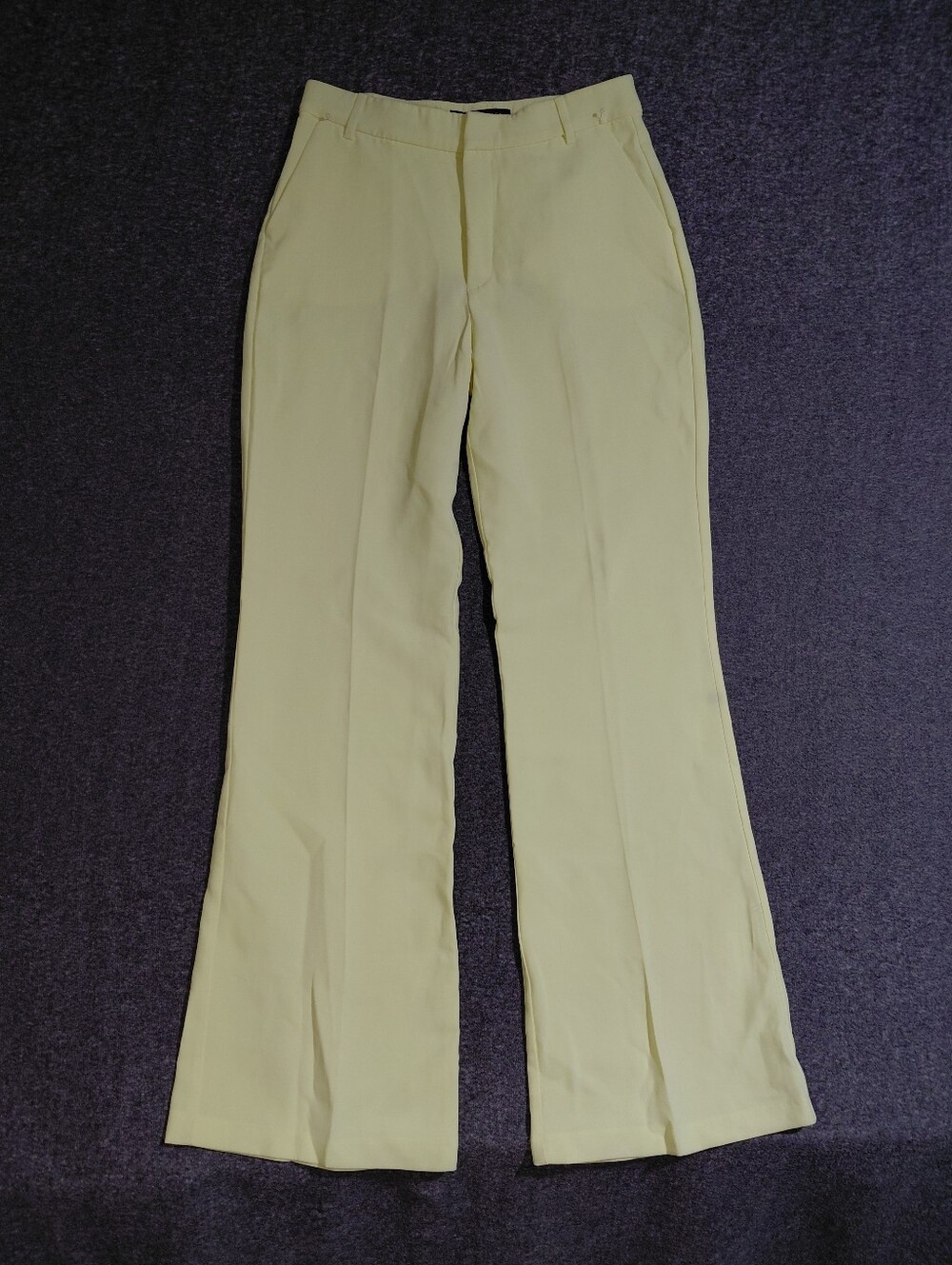Womens Light Yellow Dress Pants Trousers High Waist Flare Leg Sz S/4